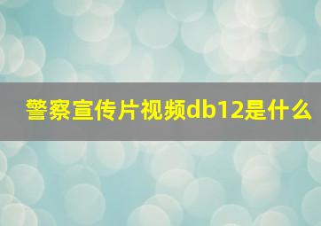 警察宣传片视频db12是什么