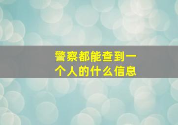 警察都能查到一个人的什么信息