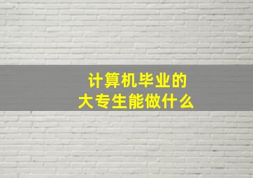 计算机毕业的大专生能做什么