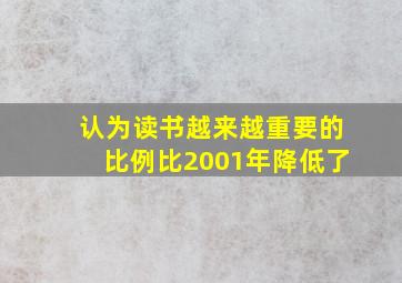 认为读书越来越重要的比例比2001年降低了