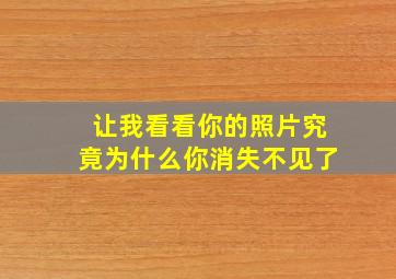 让我看看你的照片究竟为什么你消失不见了