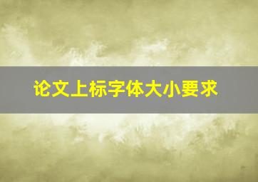 论文上标字体大小要求