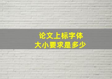 论文上标字体大小要求是多少