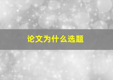 论文为什么选题