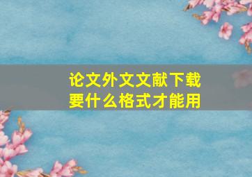 论文外文文献下载要什么格式才能用