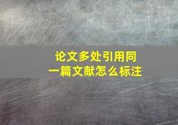 论文多处引用同一篇文献怎么标注