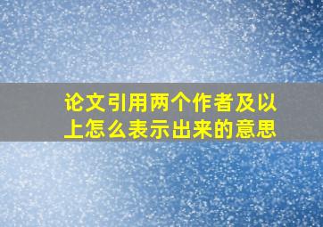 论文引用两个作者及以上怎么表示出来的意思