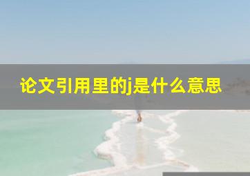 论文引用里的j是什么意思