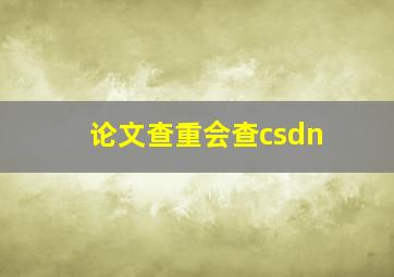 论文查重会查csdn