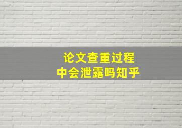 论文查重过程中会泄露吗知乎