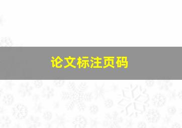 论文标注页码