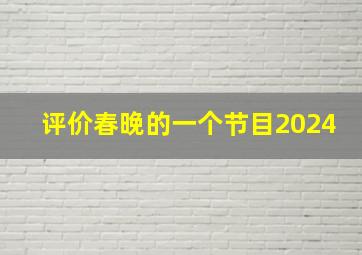 评价春晚的一个节目2024