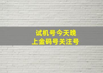 试机号今天晚上金码号关注号