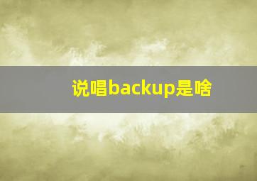 说唱backup是啥