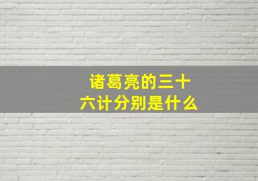 诸葛亮的三十六计分别是什么