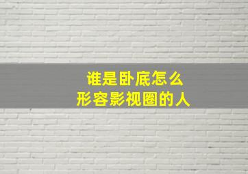 谁是卧底怎么形容影视圈的人