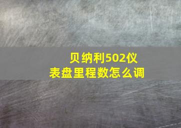 贝纳利502仪表盘里程数怎么调