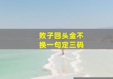 败子回头金不换一句定三码