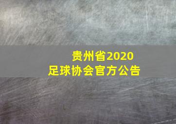 贵州省2020足球协会官方公告