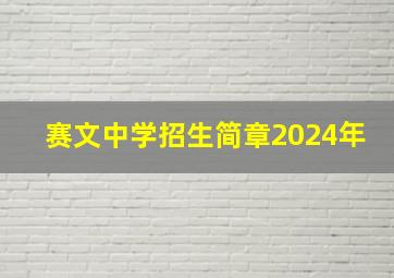 赛文中学招生简章2024年