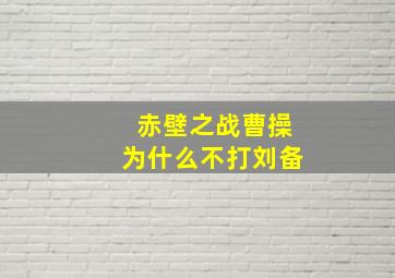 赤壁之战曹操为什么不打刘备