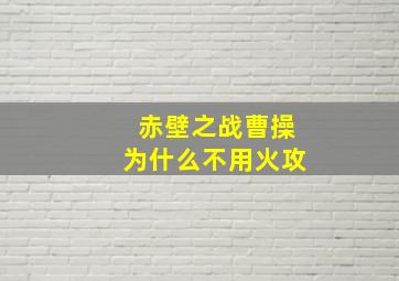 赤壁之战曹操为什么不用火攻