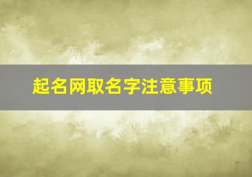 起名网取名字注意事项