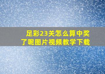 足彩23关怎么算中奖了呢图片视频教学下载