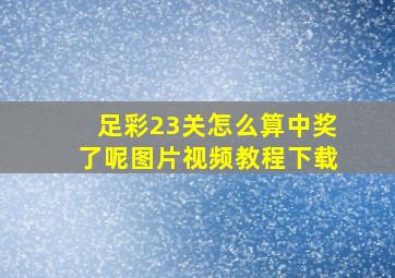 足彩23关怎么算中奖了呢图片视频教程下载