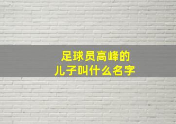 足球员高峰的儿子叫什么名字