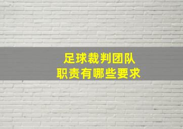 足球裁判团队职责有哪些要求