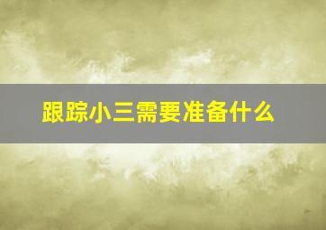 跟踪小三需要准备什么