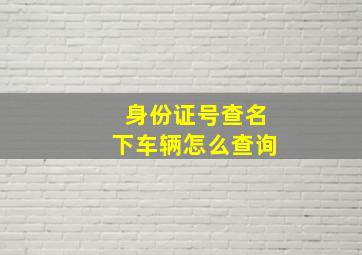 身份证号查名下车辆怎么查询