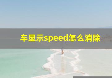 车显示speed怎么消除