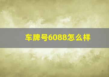 车牌号6088怎么样