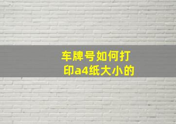 车牌号如何打印a4纸大小的