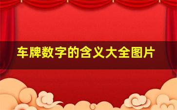 车牌数字的含义大全图片