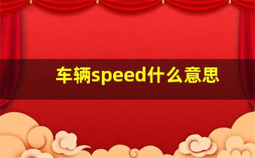 车辆speed什么意思