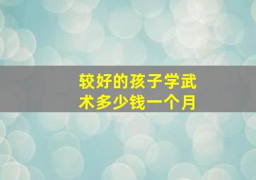 较好的孩子学武术多少钱一个月