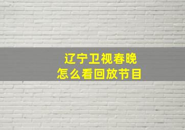 辽宁卫视春晚怎么看回放节目