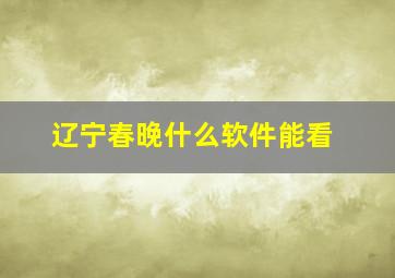 辽宁春晚什么软件能看