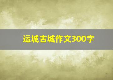 运城古城作文300字