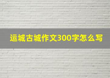 运城古城作文300字怎么写