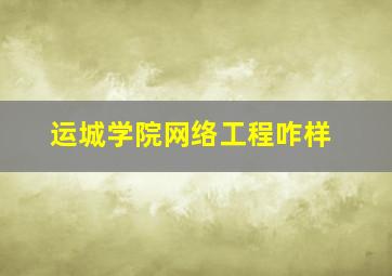 运城学院网络工程咋样