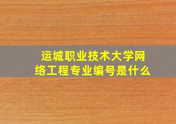 运城职业技术大学网络工程专业编号是什么