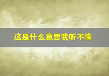 这是什么意思我听不懂