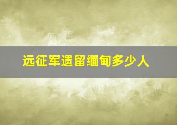 远征军遗留缅甸多少人