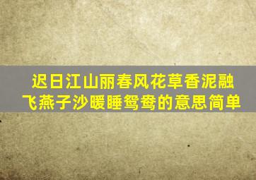 迟日江山丽春风花草香泥融飞燕子沙暖睡鸳鸯的意思简单