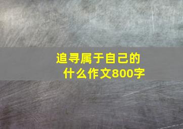 追寻属于自己的什么作文800字