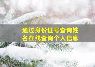 通过身份证号查询姓名在线查询个人信息